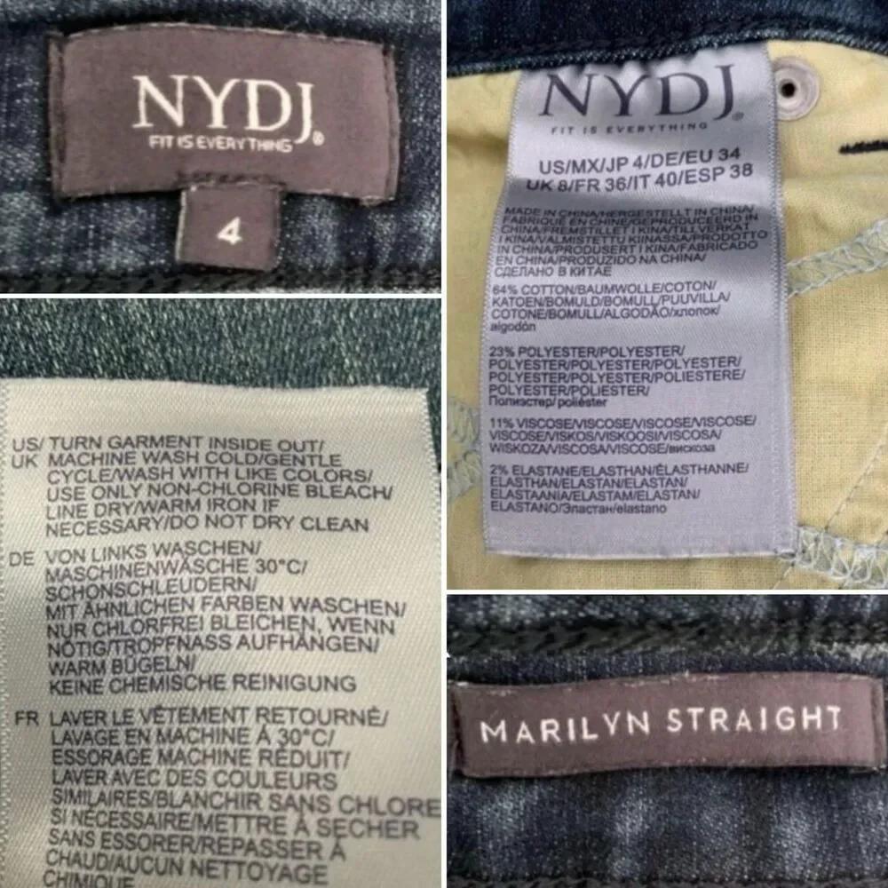 NYDJ Blue Marilyn Straight Leg Jeans 4